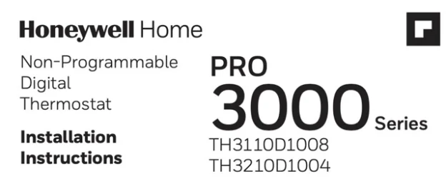 Honeywell Pro 3000 Series Non-Programmable Digital Thermostat Installation Manual
