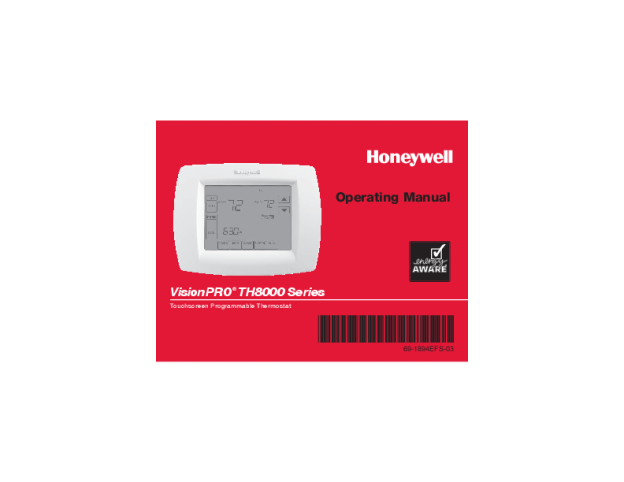 Honeywell TH8110U1003 VisionPro Thermostat Operating Manual