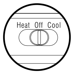 System operating mode selector with Heat, Off and Cool positions