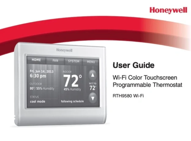 Honeywell RTH9580 Wi-Fi Color Touchscreen Programmable Thermostat User Manual